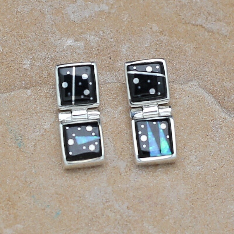 Double square dangle earrings-Night Sky