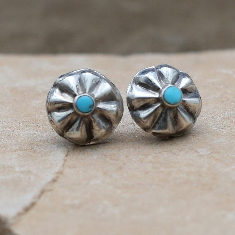 Concho style post earrings-Vintage