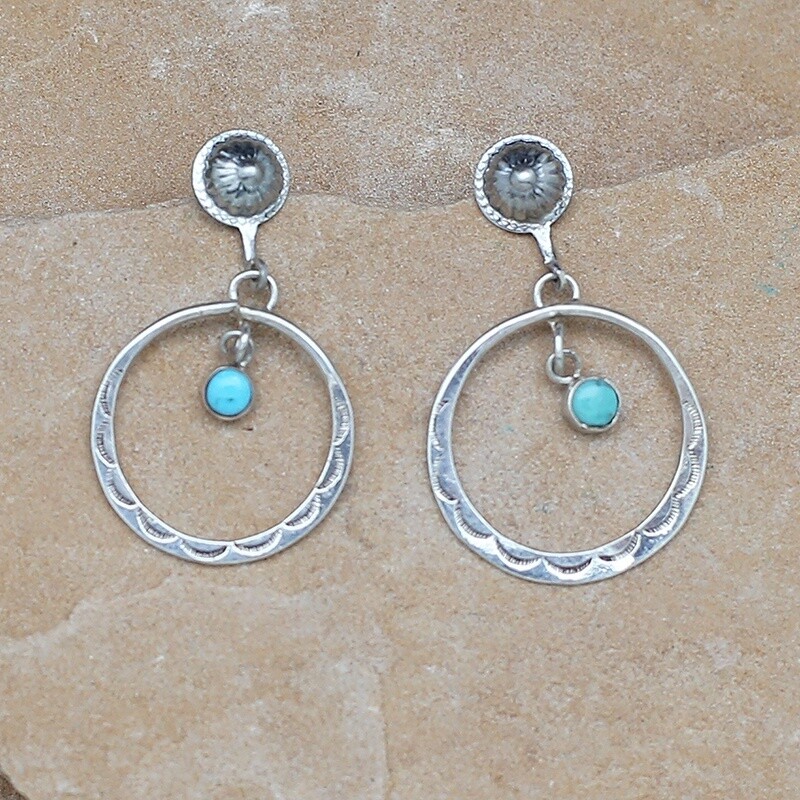 1970's dangle earrings w/turquoise