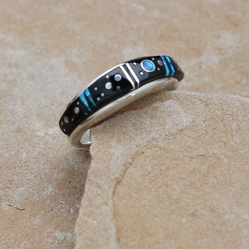 Thin inlay taper ring- Night Sky Collection, Ring Size: R14N