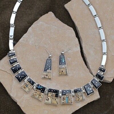 Inlay necklace set - Adobe Pueblo design