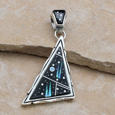 Triangle shaped inlay pendant- Night Sky