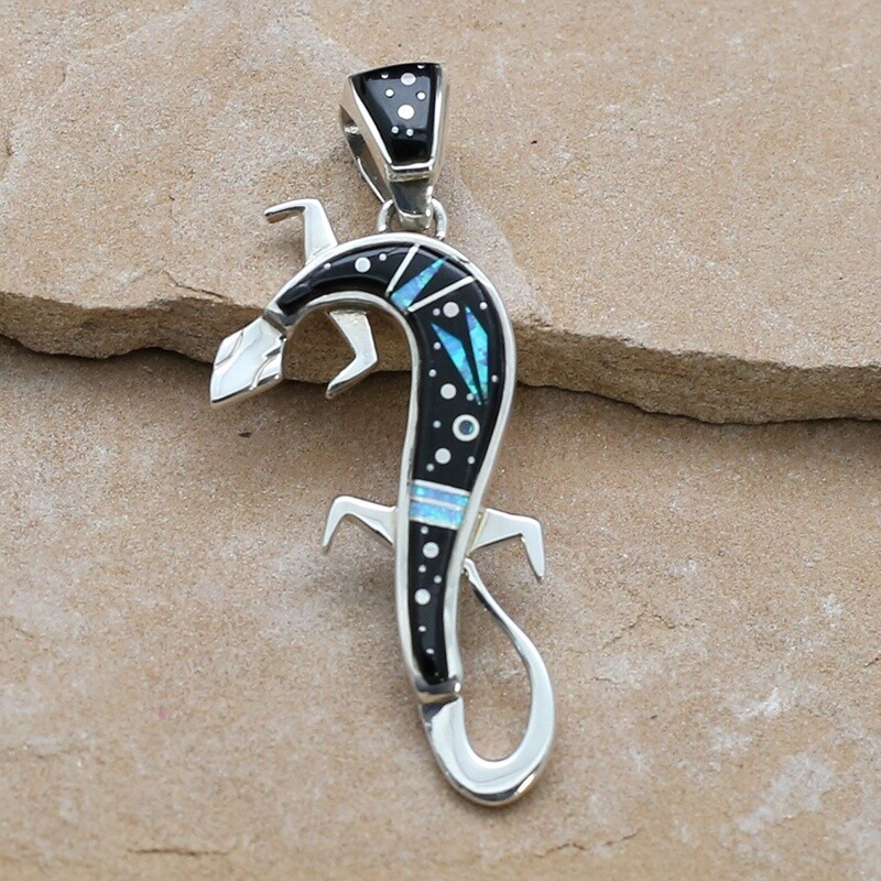Lizard pendant w/ Night Sky inlay design