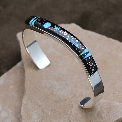 Curved inlay cuff bracelet- Night Sky