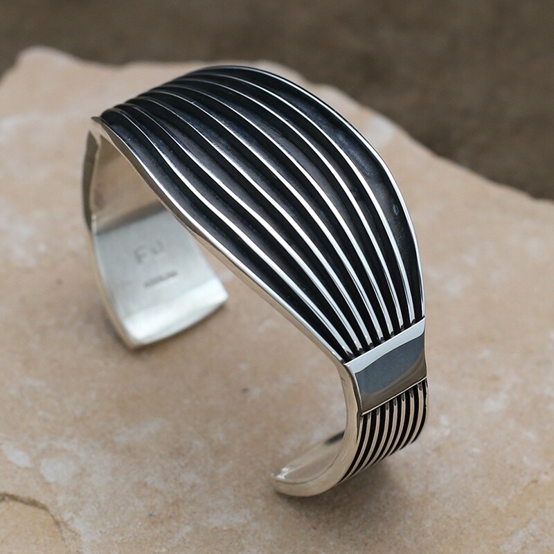 Silver bracelet by Navajo artist Francis Jones