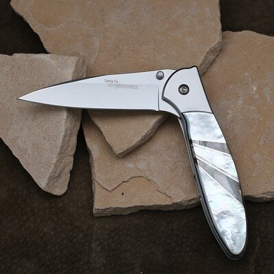 Custom white &amp; black mother of pearl inlay knife