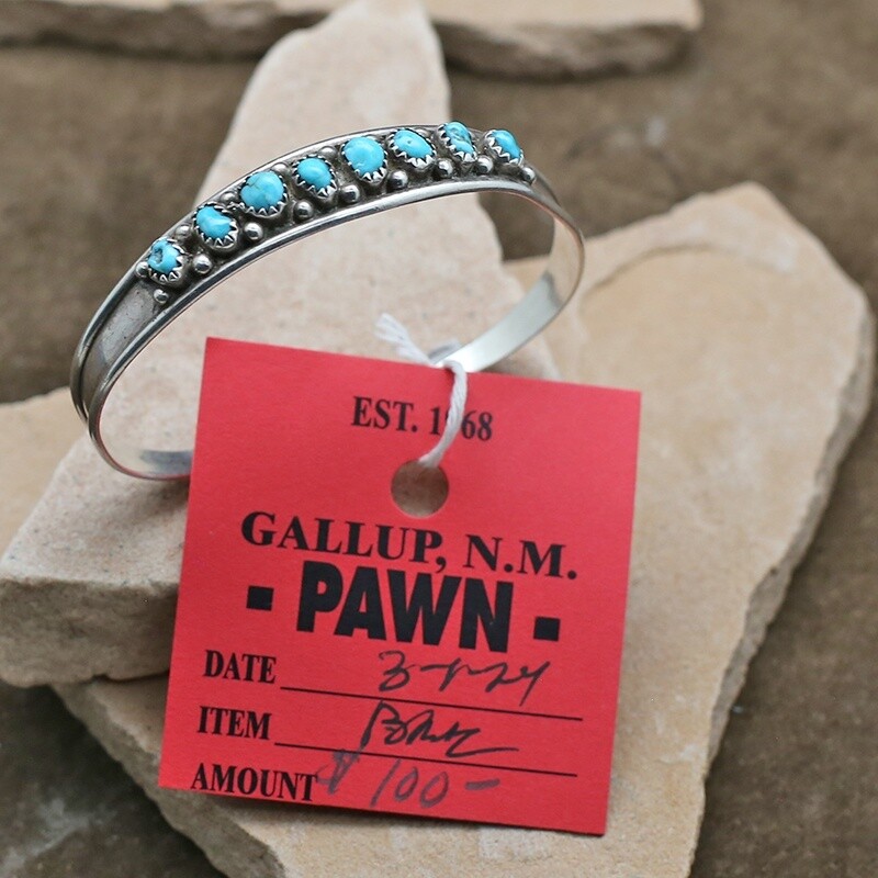 Pawn Jewelry- 8 stone Navajo cuff bracelet