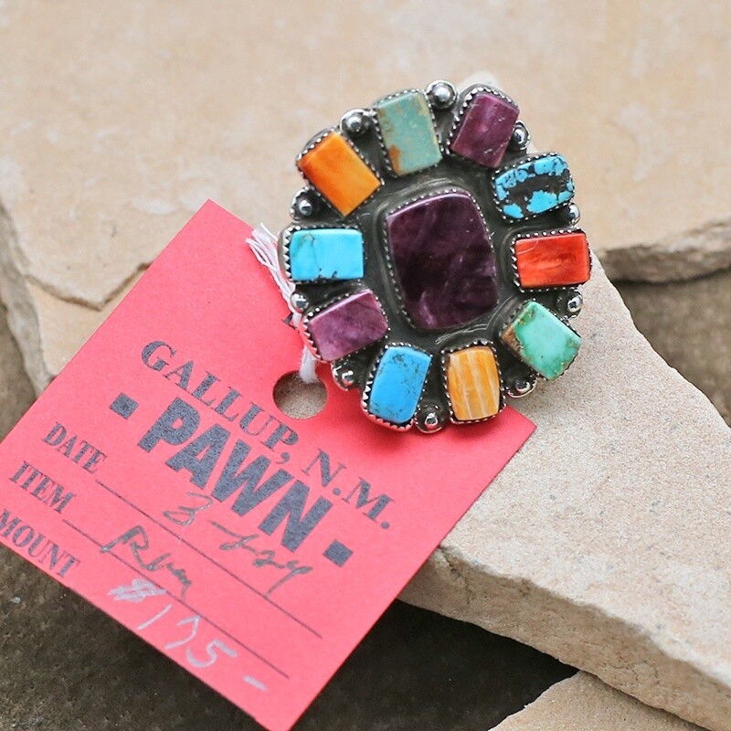 Pawn Jewelry- Multi color cluster ring