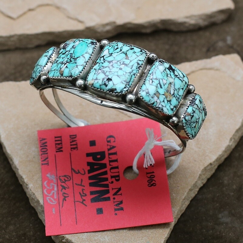 Pawn Jewelry-Handcrafted bracelet w/ composite turquoise