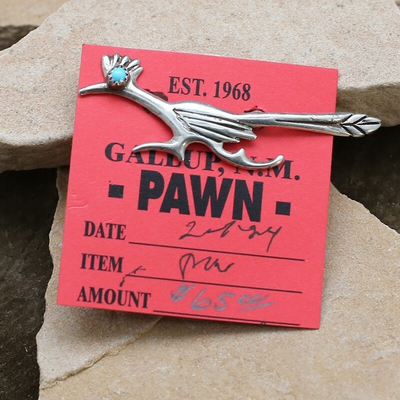 Pawn Jewelry-Navajo road runner pin