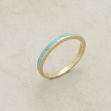 Thin Stackable ring 14kt gold &amp; Turquoise, Size: Sleeping Beauty