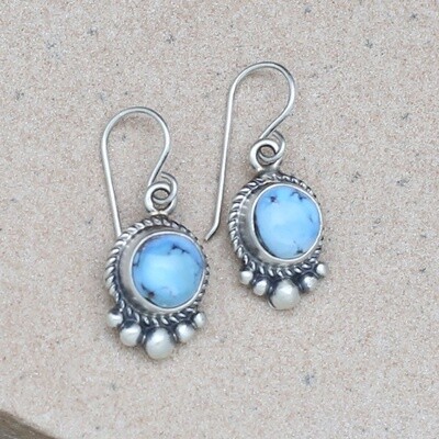 Small dangle wire earrings w/ Golden Hills turquoise