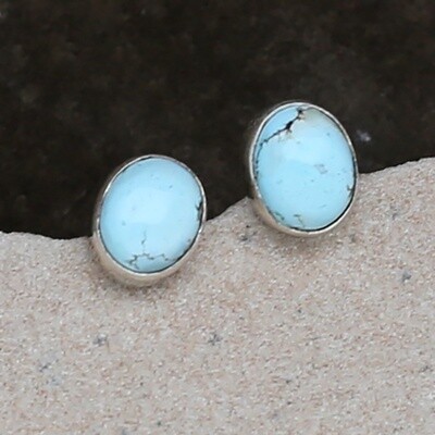 Simple oval post earrings w/ Golden Hills turquoise