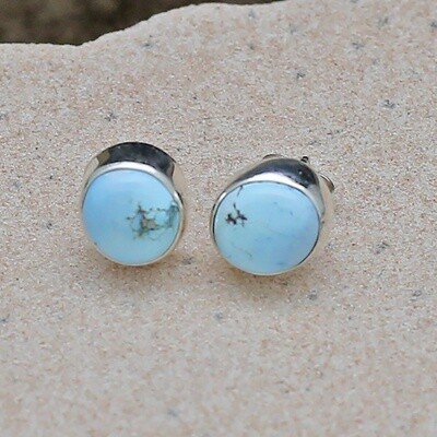 Small round post earrings w/ Golden Hills turquoise