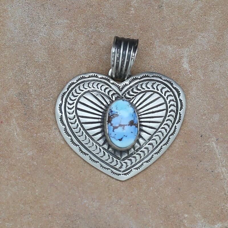 Heart pendant w/ Golden Hills turquoise
