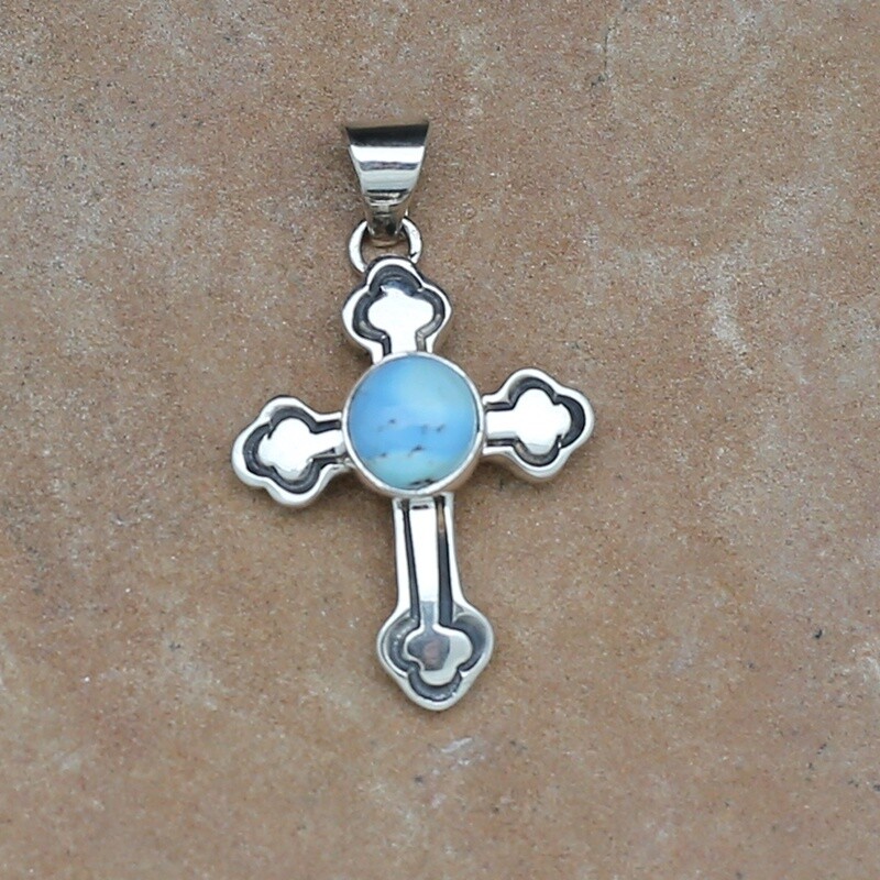 Small cross pendant w/ Golden Hills turquoise