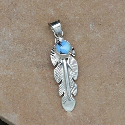 Feather pendant w/ Golden Hills turquoise