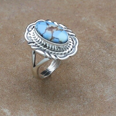 Small Navajo silver ring w/ golden hills turquoise