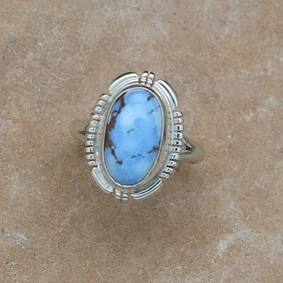 Navajo silver ring w/ golden hills turquoise