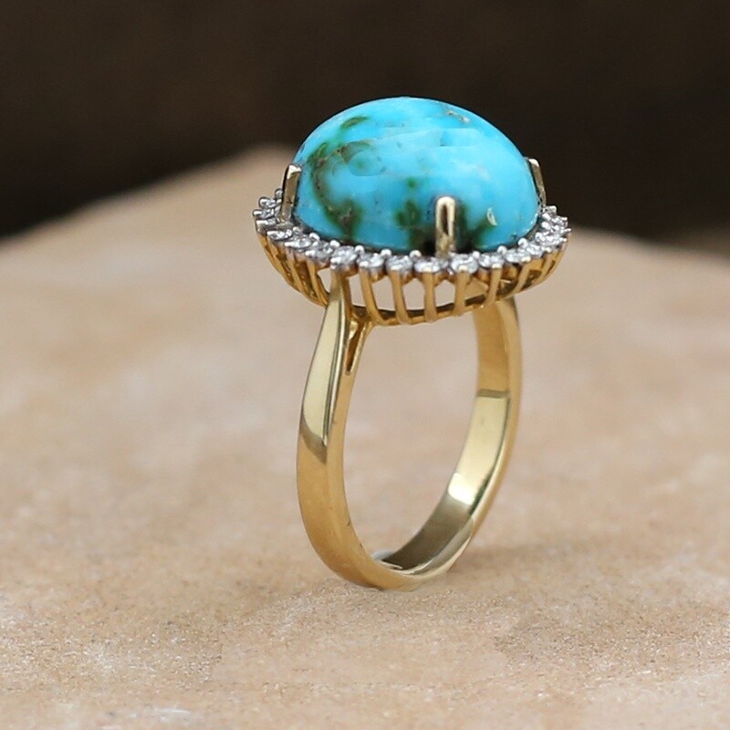 Sonoran  Turquoise &amp; diamond ring-14kt gold
