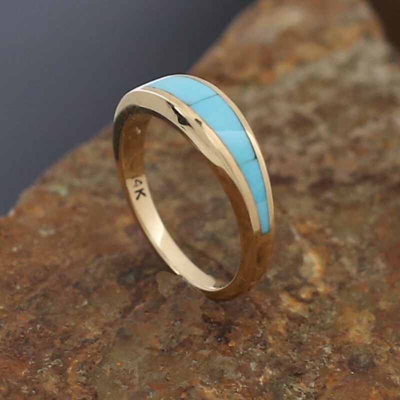 14kt gold ring taper ring w/ sleeping beauty turquoise