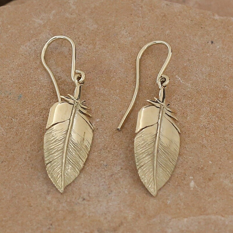 14kt gpld Feather earrings
