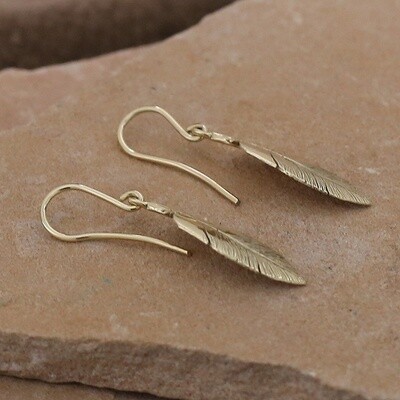 14kt gold Feather earrings
