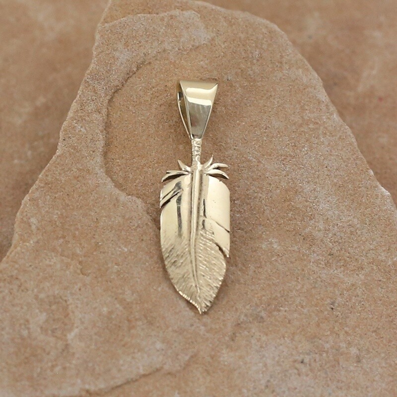 14kt gold feather pendant