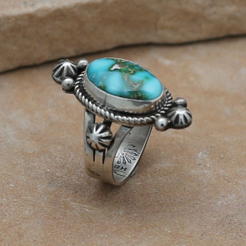 Single stone Sonoran gold turquoise ring, Ring Size: BC1473