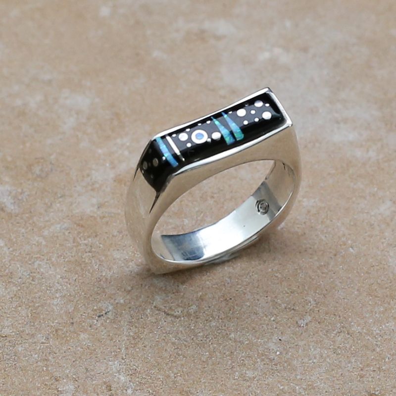 Thin Inlay ring w/ Night sky design