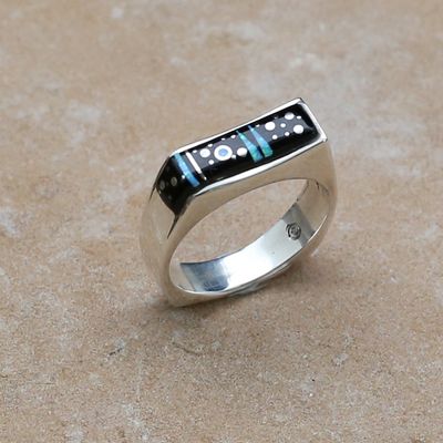 Thin Inlay ring w/ Night sky design