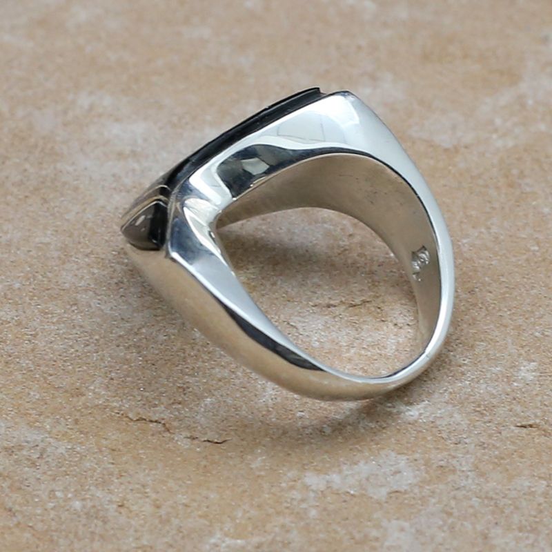 "V" shaped inlay ring, Night Sky design
