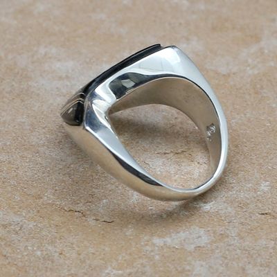 "V" shaped inlay ring, Night Sky design