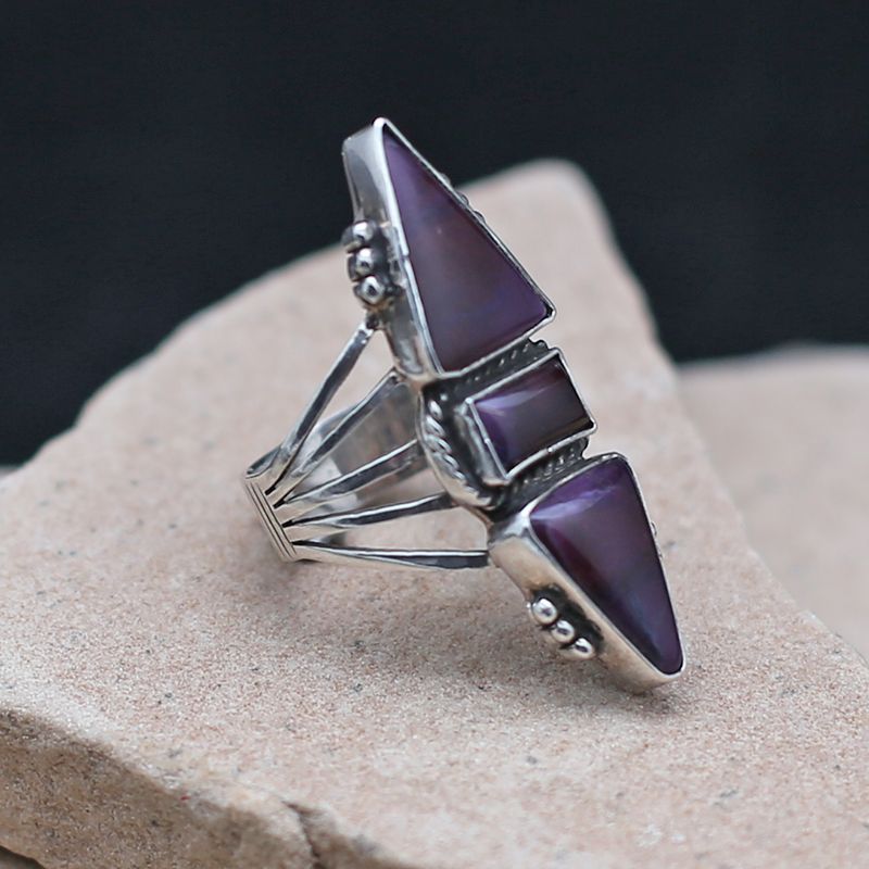 3-Stone Sugilite stone ring