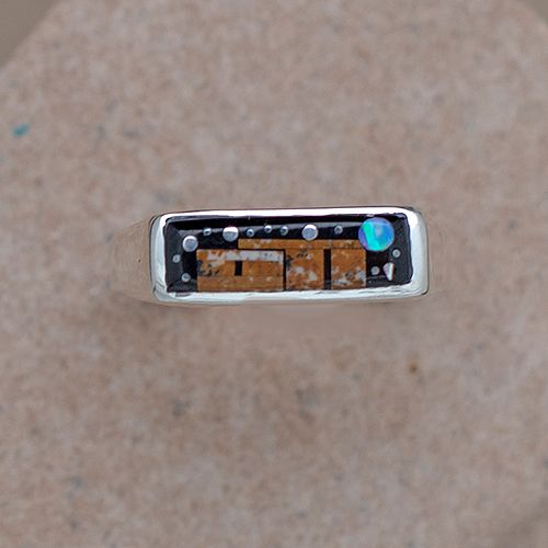Stackable thin ring, adobe pueblo design