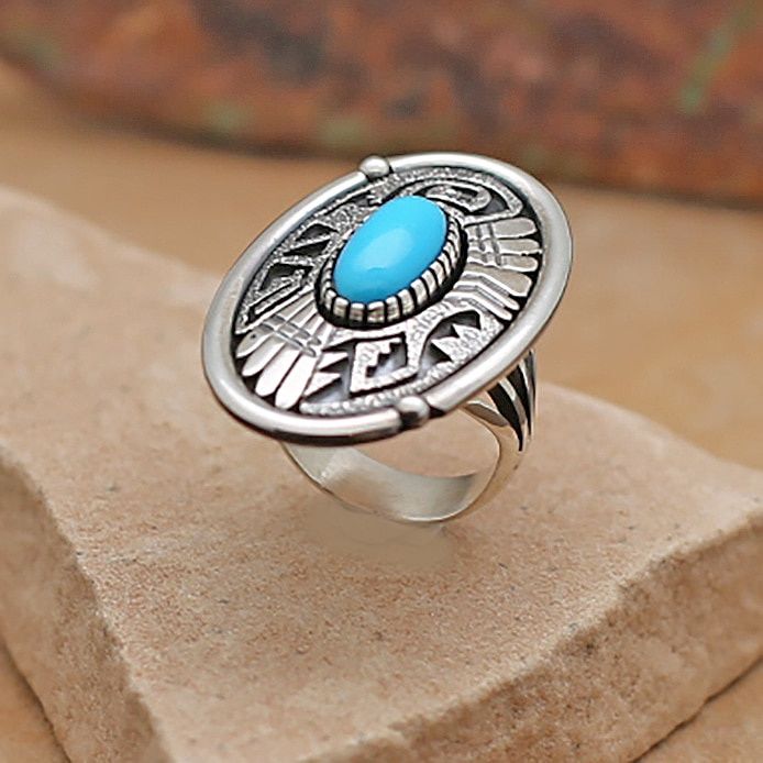 Marco Benally turquoise ring, Ring Size: BIL345