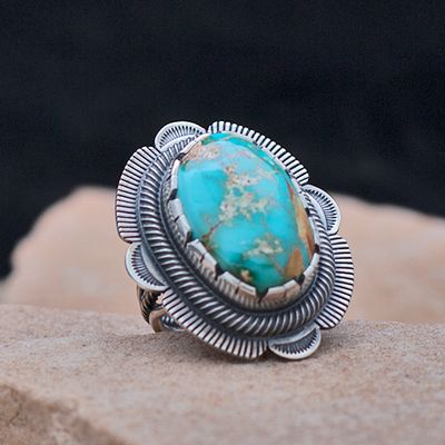 Square twist wire Royston turquoise ring