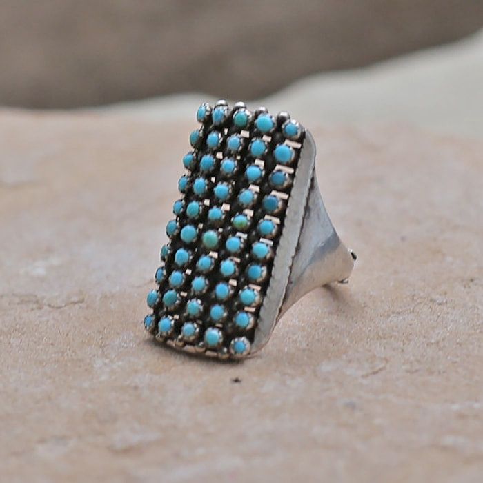 Vintage 1960&#39;s petit point ring, Ring Size: Zuni162