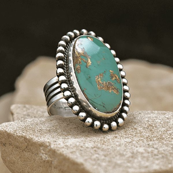 Royston oval ring by artist Happy Piasso, Ring Size: BC1360