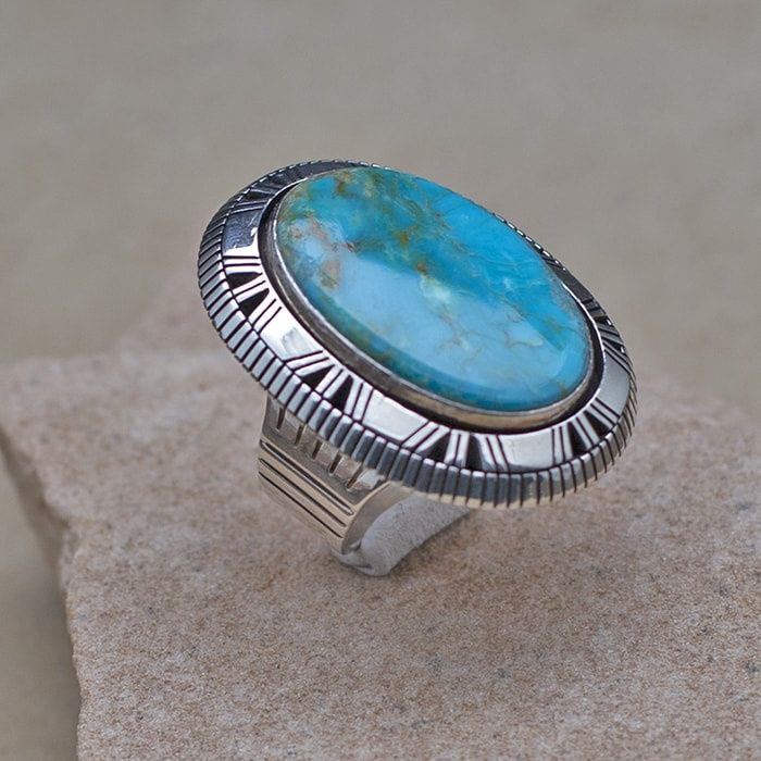 large oval Kingman turq. ring, Ring Size: BIL386