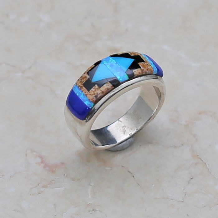 Blue rug pattern ring