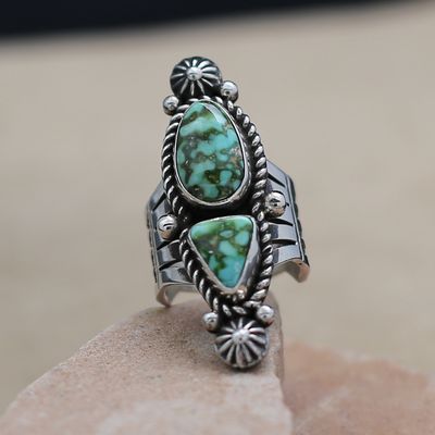 2-stone ring Sonoran Gold turq ring`