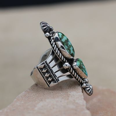 2-stone ring Sonoran Gold turq ring`
