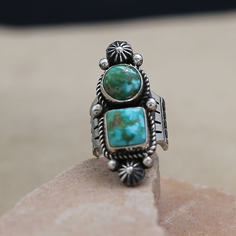 Wide shank 2-stone ring
