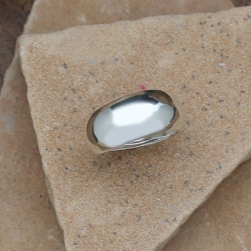 Smooth domed silver ring