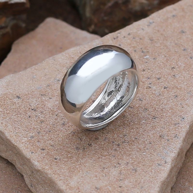 Smooth domed silver ring