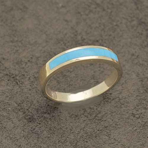 GOLD RING W/SLEEPING BEAUTY TURQUOISE, Ring Size: GL1682SB