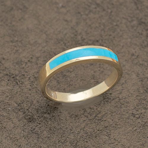 GOLD RING W/SLEEPING BEAUTY TURQUOISE