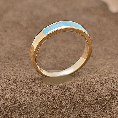 GOLD RING W/SLEEPING BEAUTY TURQUOISE