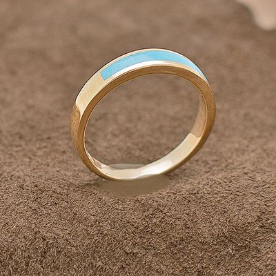 GOLD RING W/SLEEPING BEAUTY TURQUOISE